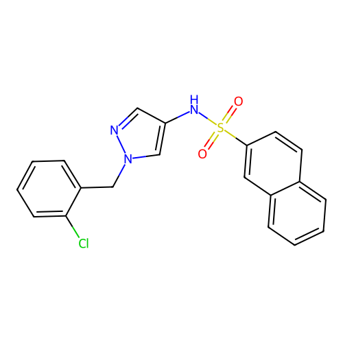 N-[1-[(2-chlorophenyl)methyl]pyrazol-4-yl]naphthalene-2-sulfonamide structure