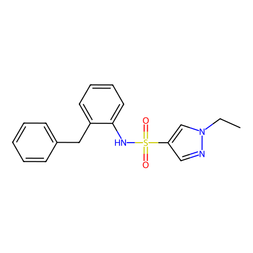 N-(2-benzylphenyl)-1-ethylpyrazole-4-sulfonamide structure