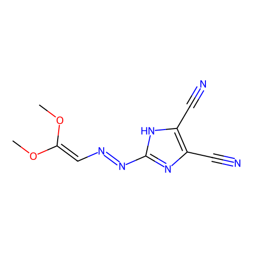 2-((2,2-Dimethoxyvinyl)diazenyl)-1H-imidazole-4,5-dicarbonitrile structure