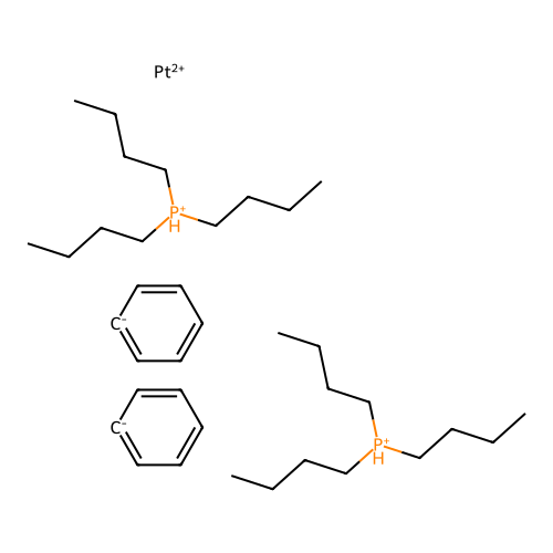 Benzene;platinum(2+);bis(tributylphosphanium) structure