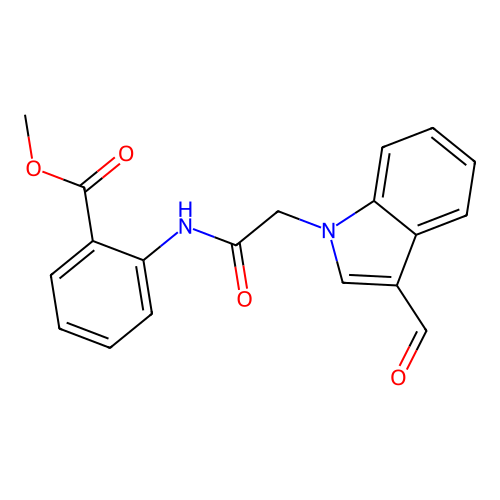 Methyl 2-(2-(3-formyl-1H-indol-1-yl)acetamido)benzoate structure