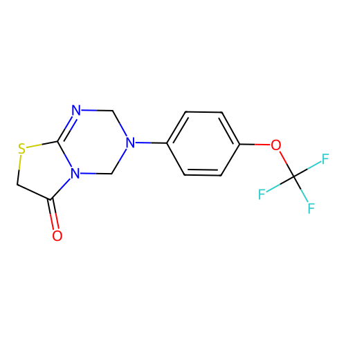3-(4-(trifluoromethoxy)phenyl)-3,4-dihydro-2H-thiazolo[3,2-a][1,3,5]triazin-6(7H)-one structure