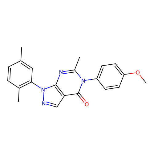 1-(2,5-dimethylphenyl)-5-(4-methoxyphenyl)-6-methyl-1H-pyrazolo[3,4-d]pyrimidin-4(5H)-one structure