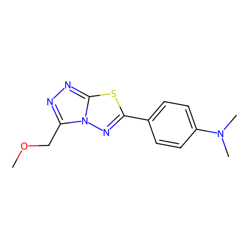 4-[3-(methoxymethyl)-[1,2,4]triazolo[3,4-b][1,3,4]thiadiazol-6-yl]-N,N-dimethylaniline structure