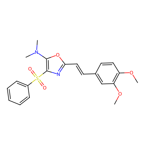(E)-2-(3,4-dimethoxystyryl)-N,N-dimethyl-4-(phenylsulfonyl)oxazol-5-amine structure
