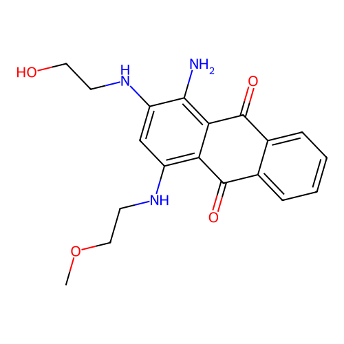 1-Amino-2-((2-hydroxyethyl)amino)-4-((2-methoxyethyl)amino)anthracene-9,10-dione structure