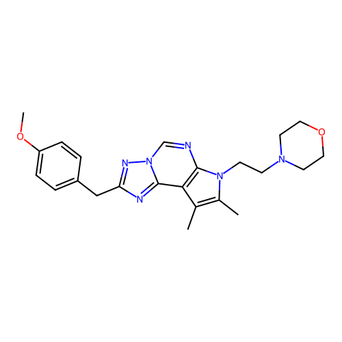 2-(4-methoxybenzyl)-8,9-dimethyl-7-[2-(morpholin-4-yl)ethyl]-7H-pyrrolo[3,2-e][1,2,4]triazolo[1,5-c]pyrimidine structure