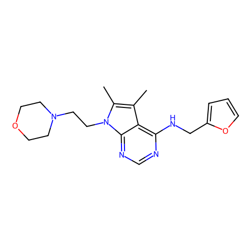 N-(furan-2-ylmethyl)-5,6-dimethyl-7-(2-morpholin-4-ylethyl)pyrrolo[2,3-d]pyrimidin-4-amine structure
