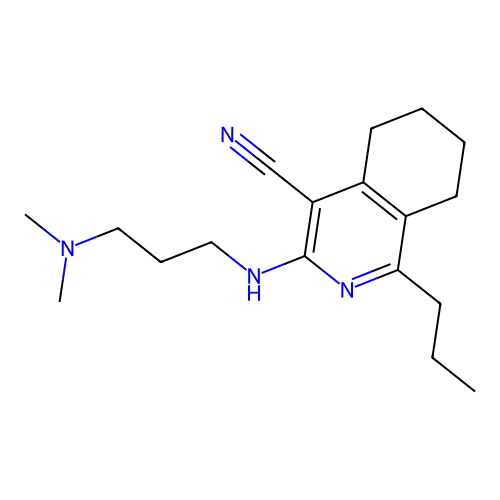 3-((3-(dimethylamino)propyl)amino)-1-propyl-5,6,7,8-tetrahydroisoquinoline-4-carbonitrile structure