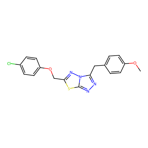 6-[(4-chlorophenoxy)methyl]-3-(4-methoxybenzyl)[1,2,4]triazolo[3,4-b][1,3,4]thiadiazole structure