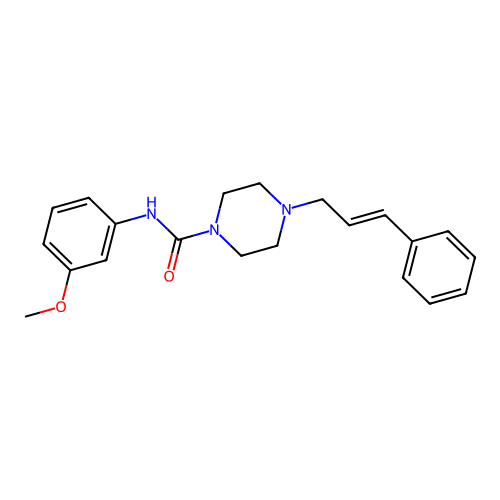 N-(3-methoxyphenyl)-4-[(E)-3-phenylprop-2-enyl]piperazine-1-carboxamide structure