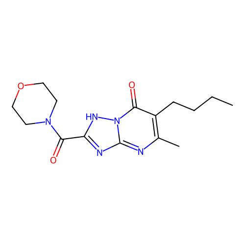 6-butyl-5-methyl-2-(morpholine-4-carbonyl)-[1,2,4]triazolo[1,5-a]pyrimidin-7(4H)-one structure