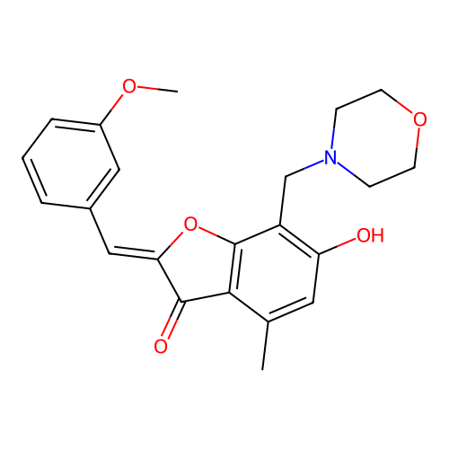 (Z)-6-hydroxy-2-(3-methoxybenzylidene)-4-methyl-7-(morpholinomethyl)benzofuran-3(2H)-one structure