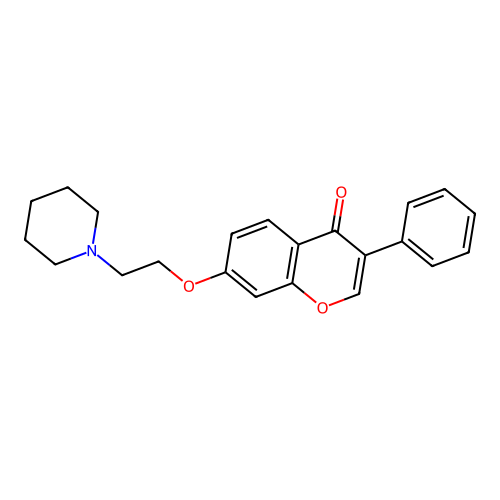 3-phenyl-7-(2-(piperidin-1-yl)ethoxy)-4H-chromen-4-one structure