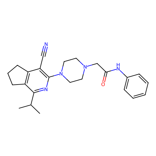 2-(4-(4-cyano-1-isopropyl-6,7-dihydro-5H-cyclopenta[c]pyridin-3-yl)piperazin-1-yl)-N-phenylacetamide structure
