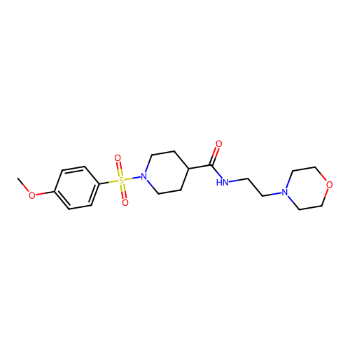 1-(4-methoxyphenyl)sulfonyl-N-(2-morpholin-4-ylethyl)piperidine-4-carboxamide structure