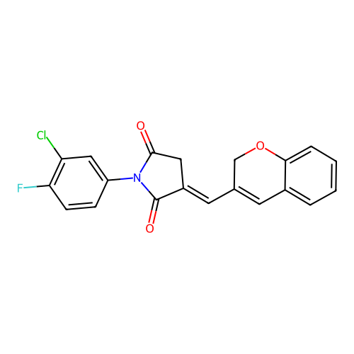 (3E)-1-(3-chloro-4-fluorophenyl)-3-(2H-chromen-3-ylmethylidene)pyrrolidine-2,5-dione structure