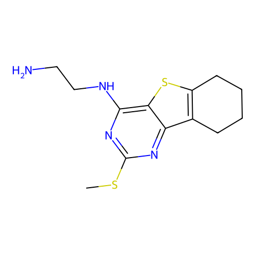 (2-aminoethyl)[2-(methylthio)-6,7,8,9-tetrahydro[1]benzothieno[3,2-d]pyrimidin-4-yl]amine structure