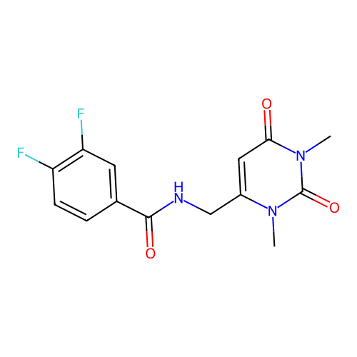 N-((1,3-dimethyl-2,6-dioxo-1,2,3,6-tetrahydropyrimidin-4-yl)methyl)-3,4-difluorobenzamide structure