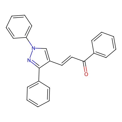 (E)-3-(1,3-diphenylpyrazol-4-yl)-1-phenylprop-2-en-1-one structure