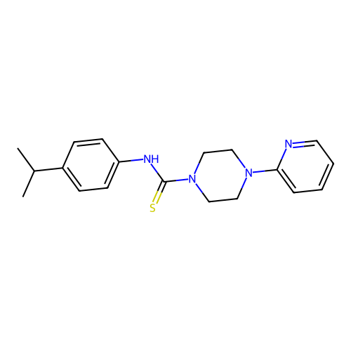 N-[4-(propan-2-yl)phenyl]-4-(pyridin-2-yl)piperazine-1-carbothioamide structure