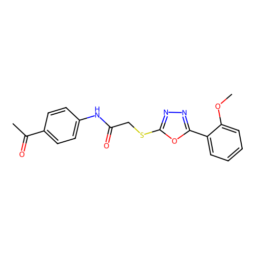 N-(4-acetylphenyl)-2-[[5-(2-methoxyphenyl)-1,3,4-oxadiazol-2-yl]sulfanyl]acetamide structure