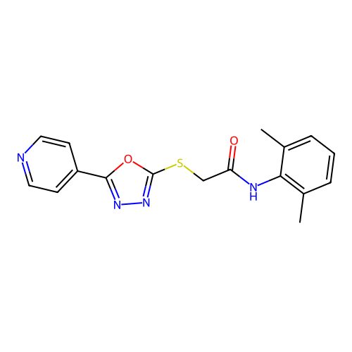 N-(2,6-dimethylphenyl)-2-{[5-(pyridin-4-yl)-1,3,4-oxadiazol-2-yl]sulfanyl}acetamide structure