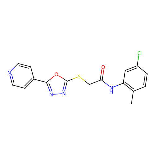 N-(5-chloro-2-methylphenyl)-2-{[5-(pyridin-4-yl)-1,3,4-oxadiazol-2-yl]sulfanyl}acetamide structure