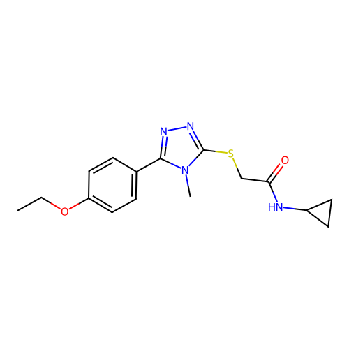 N-cyclopropyl-2-[[5-(4-ethoxyphenyl)-4-methyl-1,2,4-triazol-3-yl]sulfanyl]acetamide structure