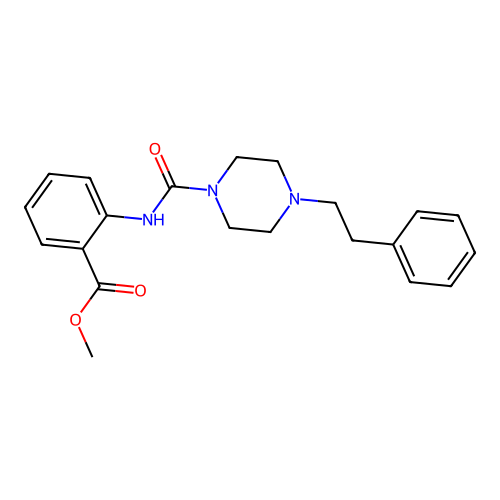 Methyl 2-{[4-(2-phenylethyl)piperazinyl]carbonylamino}benzoate structure