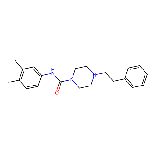 N-(3,4-dimethylphenyl)-4-(2-phenylethyl)piperazine-1-carboxamide structure