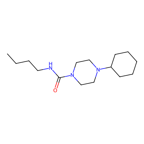 N-butyl-4-cyclohexylpiperazine-1-carboxamide structure