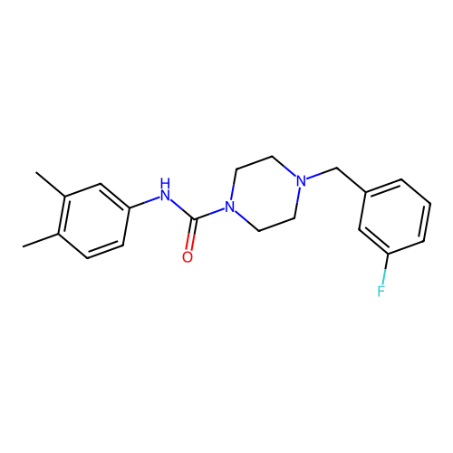 N-(3,4-dimethylphenyl)-4-[(3-fluorophenyl)methyl]piperazine-1-carboxamide structure