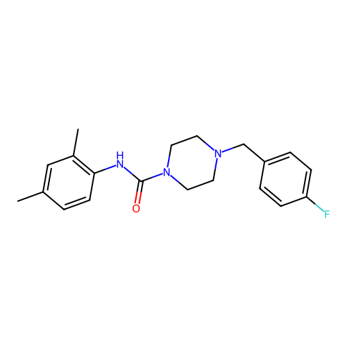 N-(2,4-dimethylphenyl)-4-[(4-fluorophenyl)methyl]piperazine-1-carboxamide structure