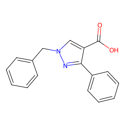 1-benzyl-3-phenyl-1H-pyrazole-4-carboxylic acid structure
