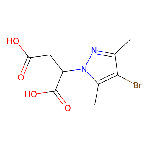 2-(4-bromo-3,5-dimethyl-1H-pyrazol-1-yl)succinic acid structure