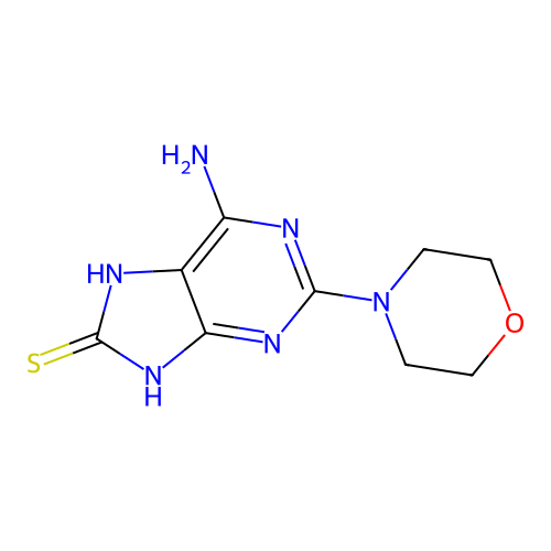 6-Amino-2-morpholin-4-yl-7,9-dihydropurine-8-thione structure