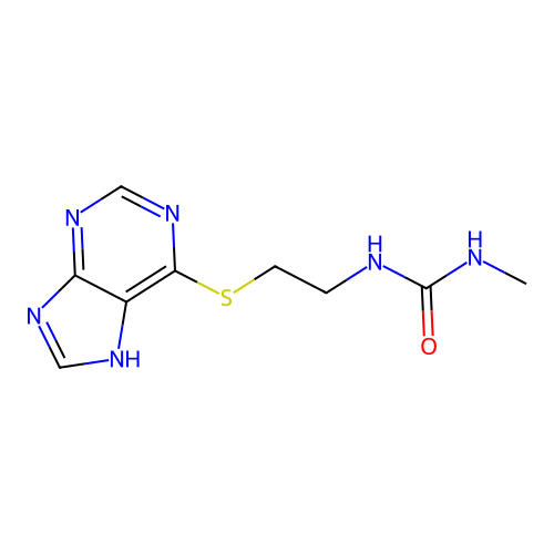 1-methyl-3-[2-(7H-purin-6-ylsulfanyl)ethyl]urea structure