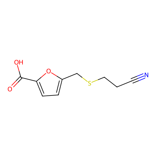 5-{[(2-Cyanoethyl)sulfanyl]methyl}-2-furoic acid structure
