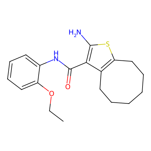 2-amino-N-(2-ethoxyphenyl)-4,5,6,7,8,9-hexahydrocycloocta[b]thiophene-3-carboxamide structure