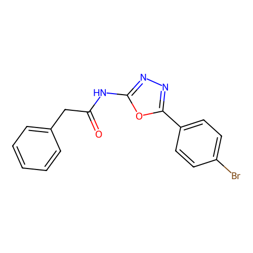 N-[5-(4-bromophenyl)-1,3,4-oxadiazol-2-yl]-2-phenylacetamide structure