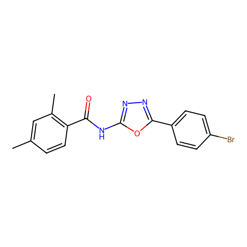 N-[5-(4-bromophenyl)-1,3,4-oxadiazol-2-yl]-2,4-dimethylbenzamide structure