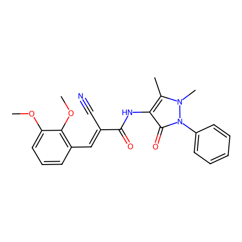 (E)-2-cyano-3-(2,3-dimethoxyphenyl)-N-(1,5-dimethyl-3-oxo-2-phenylpyrazol-4-yl)prop-2-enamide structure