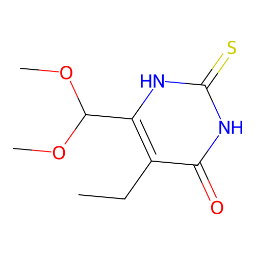6-(dimethoxymethyl)-5-ethyl-2-sulfanylidene-1H-pyrimidin-4-one structure