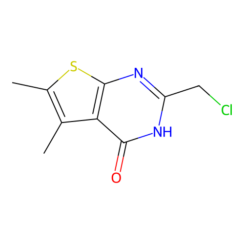 2-(chloromethyl)-5,6-dimethyl-3H,4H-thieno(2,3-d)pyrimidin-4-one structure