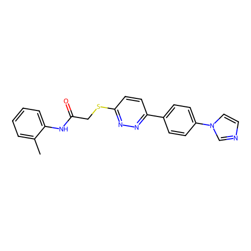 2-[6-(4-imidazol-1-ylphenyl)pyridazin-3-yl]sulfanyl-N-(2-methylphenyl)acetamide structure