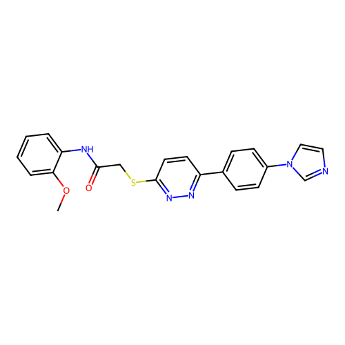 2-[6-(4-imidazol-1-ylphenyl)pyridazin-3-yl]sulfanyl-N-(2-methoxyphenyl)acetamide structure