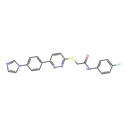 N-(4-fluorophenyl)-2-[6-(4-imidazol-1-ylphenyl)pyridazin-3-yl]sulfanylacetamide structure