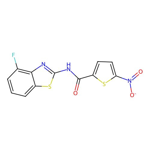 N-(4-fluoro-1,3-benzothiazol-2-yl)-5-nitrothiophene-2-carboxamide structure