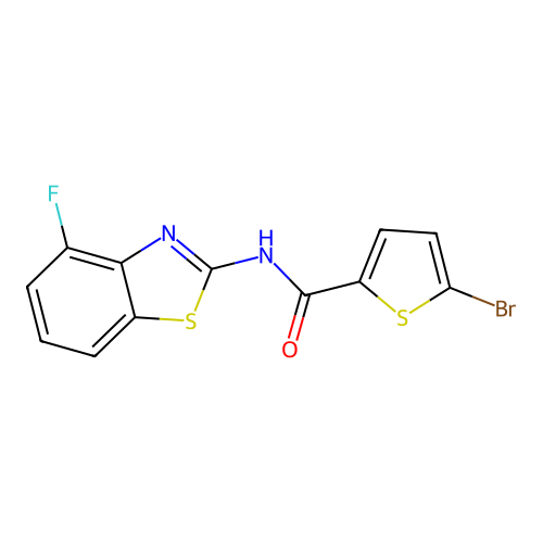 5-bromo-N-(4-fluoro-1,3-benzothiazol-2-yl)thiophene-2-carboxamide structure